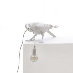 Seletti Lampes De Table | Lampe De Table Bird Playing/ Corbeau Joueur Plastique Blanc - Seletti