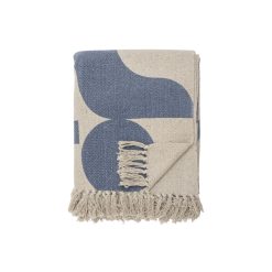 Bloomingville Deco Textile | Plaid Agno Tissu Bleu / 160 X 130 Cm - Coton Recycle - Bloomingville