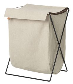 Ferm Living Paniers Et Petits Rangements | Panier A Linge Herman Tissu Blanc Beige / Pliable - Ferm Living