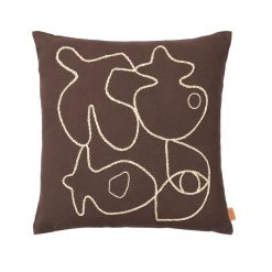 Ferm Living Deco Textile | Housse De Coussin Figure Tissu / 50 X 50 Cm - Motif Brode A La Main - Ferm Living