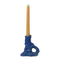 Ferm Living Bougeoirs, Photophores | Bougeoir Dito Ceramique Bleu / 6 X 11 X H 12 Cm - Gres - Ferm Living