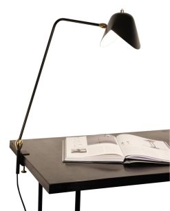 Serge Mouille Lampes De Table | Lampe D'Architecte Agrafee Metal Noir / 2 Rotules - Base Etau - 1957 - Serge Mouille