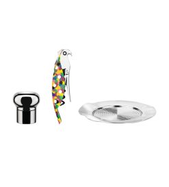 Alessi Autour Du Vin | Coffret Alessi & Wine Metal / Tire-Bouchon + Bouchon + Dessous De Bouteille - Alessi