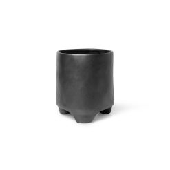 Ferm Living Pots Et Plantes | Pot De Fleurs Esca Small Ceramique Noir / O 17 X H 18 Cm - Gres - Ferm Living