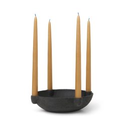 Ferm Living Decorations De Noel | Chandelier Bowl Large Ceramique Noir / O 27 Cm - Gres Brut - Ferm Living