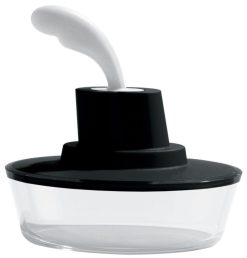 Alessi Boites Et Conservation | Beurrier Ship Shape Plastique Noir / Avec Couteau Integre - Alessi