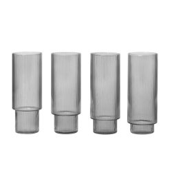 Ferm Living Verres | Verre Long Drink Ripple Verre / Set De 4 - O 7 X H 14 Cm (30 Cl) - Ferm Living