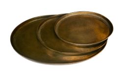 Pols Potten Plateaux Et Plats De Service | Plateau Oval Antique Brass Or Metal / Set De 3 - Pols Potten