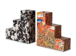 Tom Dixon Paniers Et Petits Rangements | Serre-Livres Swirl Pierre Blanc Multicolore Noir / Bougeoirs - Set De 2 - Tom Dixon