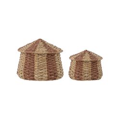 Bloomingville Paniers Et Petits Rangements | Panier Ruddi Fibre Vegetale Beige / Set De 2 - O18Xh17/O25,5Xh22 - Bloomingville