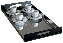 Alessi Plateaux Et Plats De Service | Plateau Vassily Metal Noir / Acier - 45 X 30 Cm - Alessi