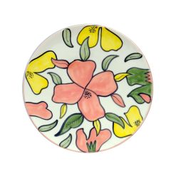 POPUS EDITIONS Assiettes | Assiette Flower Ceramique Multicolore / O 28 Cm - Fait Main - Popus Editions