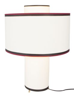 Maison Sarah Lavoine Lampes De Table | Lampe De Table Bianca Tissu Blanc Rouge / H 47 Cm - Maison Sarah Lavoine