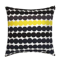 Marimekko Deco Textile | Housse De Coussin Rasymatto Tissu Noir Blanc Jaune / 50 X 50 Cm - Marimekko