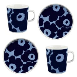 Marimekko Tasses Et Mugs | Set Vaisselle Unikko Ceramique / Petit-Dejeuner - 2 Mugs + 2 Assiettes O 13,5 Cm - Marimekko