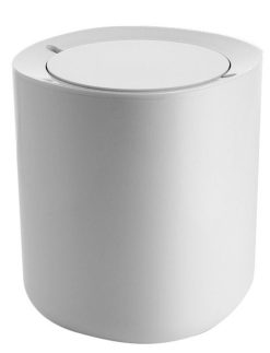 Alessi Accessoires Salle De Bain | Poubelle Birillo Plastique Blanc Salle De Bains - H 21 Cm - Alessi