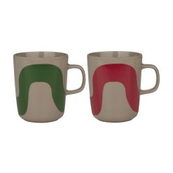 Marimekko Tasses Et Mugs | Mug Seireeni Ceramique Rouge Vert / 25 Cl - Set De 2 - Marimekko