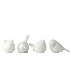 Pols Potten Objets Deco Et Cadres-Photos | Decoration Moineaux Ceramique Blanc / Set De 4 - Porcelaine - Pols Potten