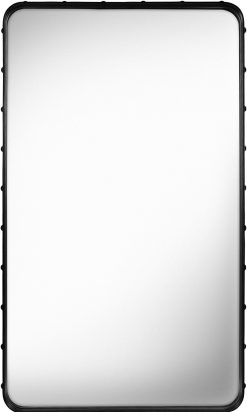 Gubi Miroirs | Miroir Mural Adnet Cuir Noir / 115 X 70 Cm - Reedition 50' - Gubi