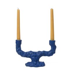 Ferm Living Bougeoirs, Photophores | Chandelier Dito Ceramique Bleu / 25 X 8 X H 16 Cm - Gres - Ferm Living