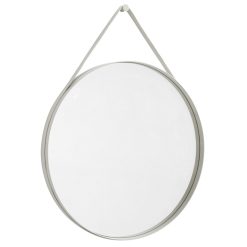 Hay Miroirs | Miroir Mural Strap N°2 Metal Gris / O 70 Cm - Sangle En Tissu - Hay