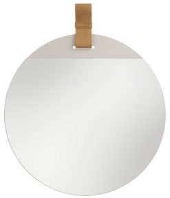 Ferm Living Miroirs | Miroir Mural Enter Cuir Verre Beige / O 45 Cm - Ferm Living