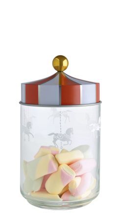 Alessi Boites Et Conservation | Bocal Hermetique Circus Metal Verre Rouge Blanc Transparent / 100 Cl - Alessi