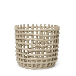 Ferm Living Corbeilles, Centres De Table | Corbeille Ceramic Large Ceramique Beige / O 23,5 X H 21 Cm - Fait Main - Ferm Living