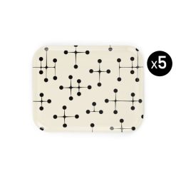 Vitra Plateaux Et Plats De Service | Plateau Dot Pattern Large Bois / Eames (1947) - Set De 5 / 46 X 36 Cm - Vitra