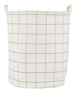 House Doctor Paniers Et Petits Rangements | Panier A Linge Squares Tissu Blanc Noir / O 40 X H 50 Cm - House Doctor