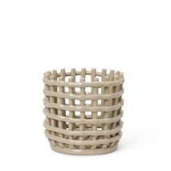 Ferm Living Corbeilles, Centres De Table | Corbeille Ceramic Small Ceramique Beige / O 16 X H 14,5 Cm - Fait Main - Ferm Living