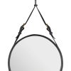 Gubi Miroirs | Miroir Mural Adnet Cuir Noir / O 45 Cm - Reedition 50' - Gubi