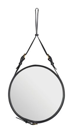 Gubi Miroirs | Miroir Mural Adnet Cuir Noir / O 45 Cm - Reedition 50' - Gubi