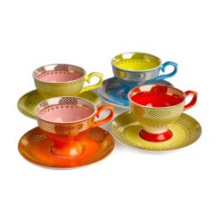 Pols Potten Tasses Et Mugs | Tasse A Espresso Grandma Ceramique / Set De 4 - Avec Soucoupes - Pols Potten