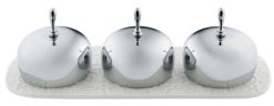 Alessi Accessoires Cuisine | Confiturier Dressed Ceramique Metal Blanc / 3 Compartiments - Alessi