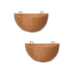 Ferm Living Paniers Et Petits Rangements | Rangement Mural Braided Fibre Vegetale / Set De 2 - Rotin / L 45 X H 29 Cm - Ferm Living