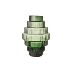 Pols Potten Vases | Vase Steps Medium Verre Vert / O 20 X H 30 Cm - Souffle Bouche - Pols Potten