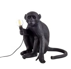 Seletti Luminaires De Salle De Bains | Lampe D'Exterieur Monkey Sitting Plastique Noir / Outdoor - H 32 Cm - Seletti