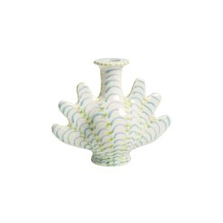 & klevering Vases | Vase Shellegance Medium Ceramique Bleu / Bougeoir- L 19 X H 15.5 Cm - & Klevering