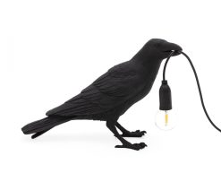 Seletti Lampes De Table | Lampe De Table Bird Waiting / Corbeau Immobile Plastique Noir - Seletti