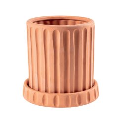 Seletti Pots Et Plantes | Pot De Fleurs Magna Graecia - Dorico Ceramique / Avec Soucoupe - O 30 X H 29,5 Cm - Terre Cuite - Seletti