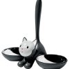 Alessi Chiens, Chats & Cie | Gamelle Tigrito Metal Plastique Noir / Pour Chat - Alessi