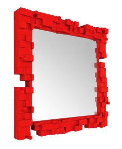 Slide Miroirs | Miroir Mural Pixel Plastique Rouge / 80 X 80 Cm - Slide