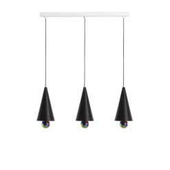 Petite Friture Suspensions | Suspension Cherry Line Metal Noir / Led - L 90 Cm / 3 Abat-Jours Small - Petite Friture