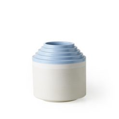 Bitossi Home Vases | Vase Projet Memphis - Stepped Ceramique Bleu Blanc / By Ettore Sottsass - Bitossi Home