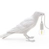 Seletti Lampes De Table | Lampe De Table Bird Waiting/ Corbeau Immobile Plastique Blanc - Seletti