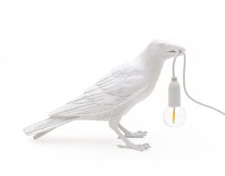 Seletti Lampes De Table | Lampe De Table Bird Waiting/ Corbeau Immobile Plastique Blanc - Seletti