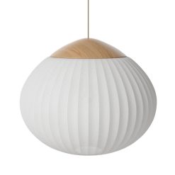 Bolia Suspensions | Suspension Acorn Verre Blanc / O 64 Cm - Verre Strie & Chene - Bolia