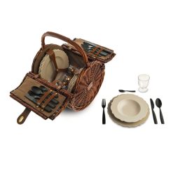 Alessi Assiettes | Set A Pique-Nique Dressed En Plein Air Plastique / Pour 4 Personnes - Panier Osier - Alessi