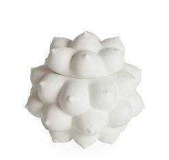 Jonathan Adler Boites Deco | Boite Georgia Ceramique Blanc / Seins En Relief - Jonathan Adler